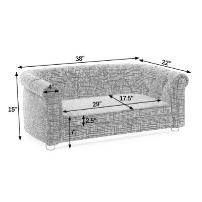 Majestic Pet Lounge - Opulent Rectangular Linen Sofa with Curved Backrest - Woofcuties