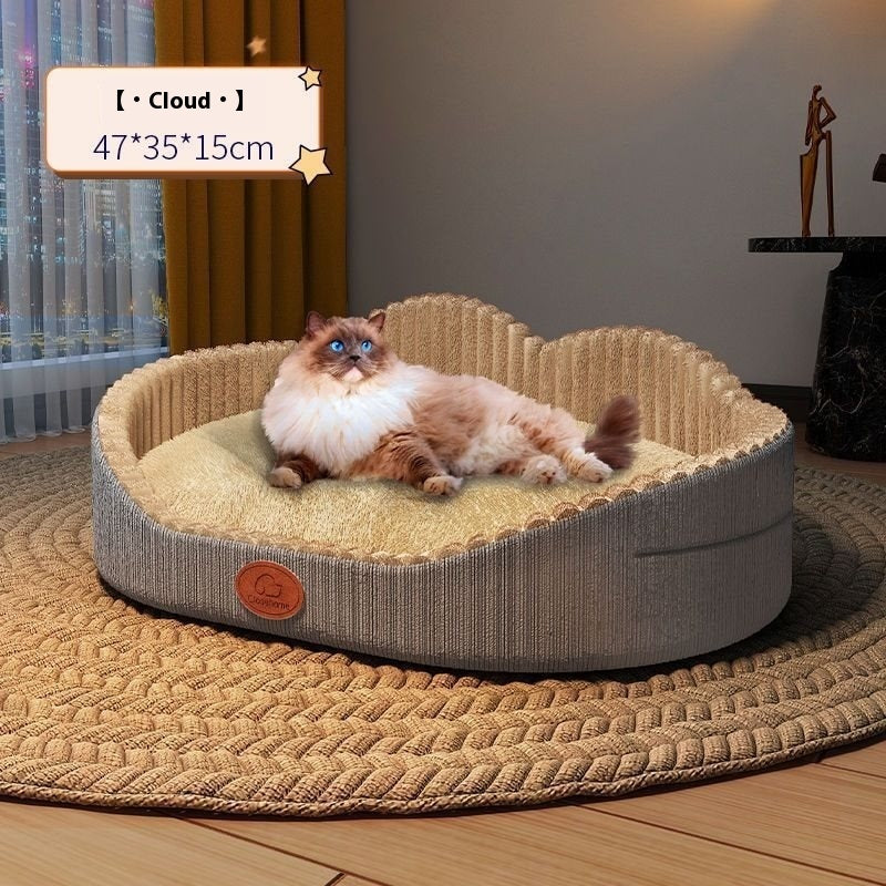 Plush Winter Cat Nest - Lavish Semi-Closed Pet Retreat - Woofcuties