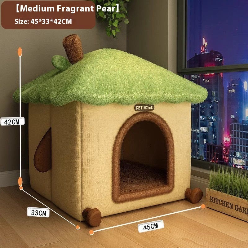 Plush Winter Cat Nest - Lavish Semi-Closed Pet Retreat - Woofcuties