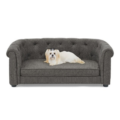 Majestic Pet Lounge - Opulent Rectangular Linen Sofa with Curved Backrest - Woofcuties