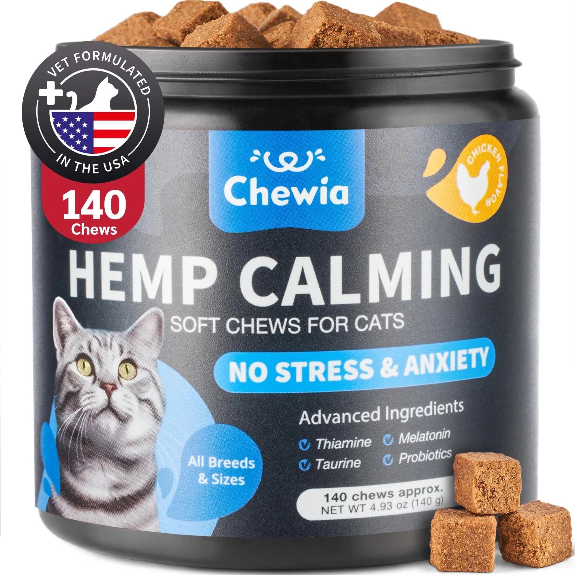 Premium Hemp Calming Care Treats - Premium Melatonin Soft Chews for Cats - Woofcuties