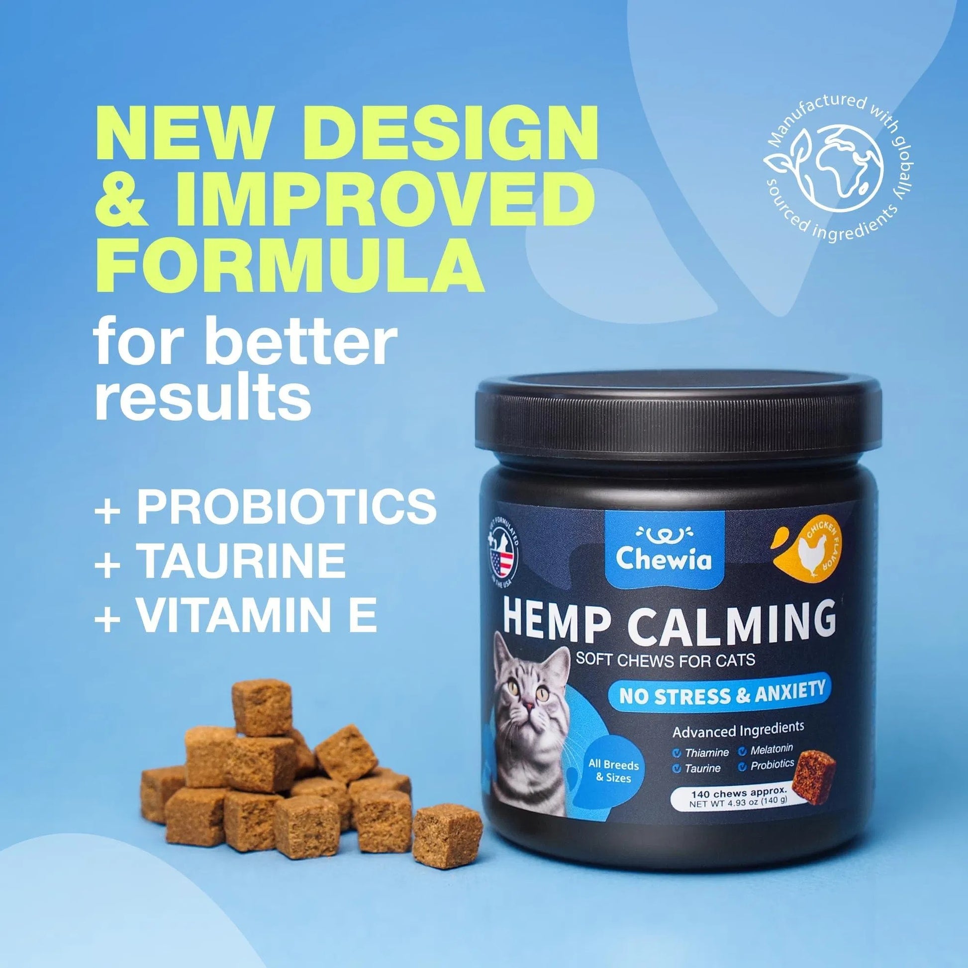 Premium Hemp Calming Care Treats - Premium Melatonin Soft Chews for Cats - Woofcuties