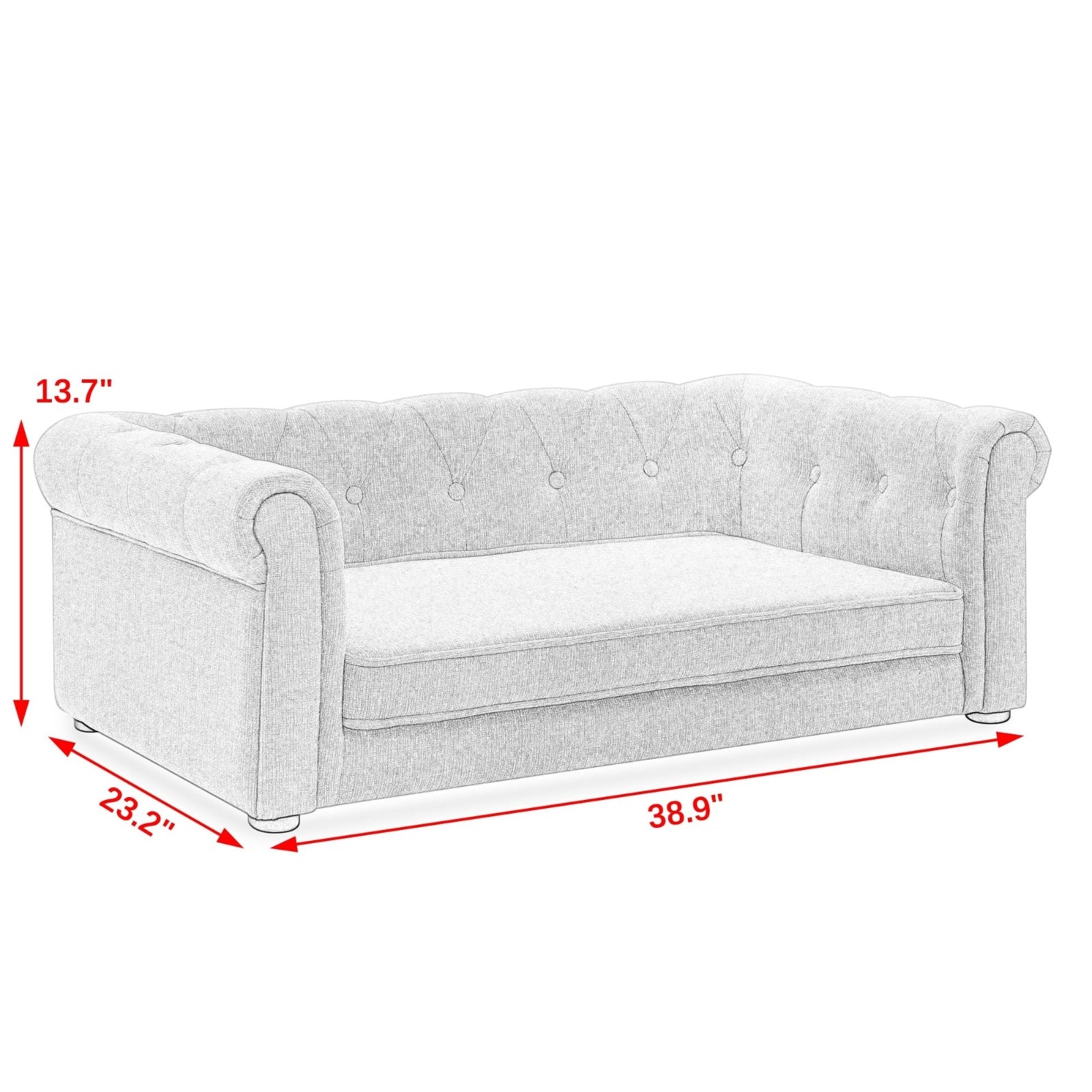 Majestic Pet Lounge - Opulent Rectangular Linen Sofa with Curved Backrest - Woofcuties