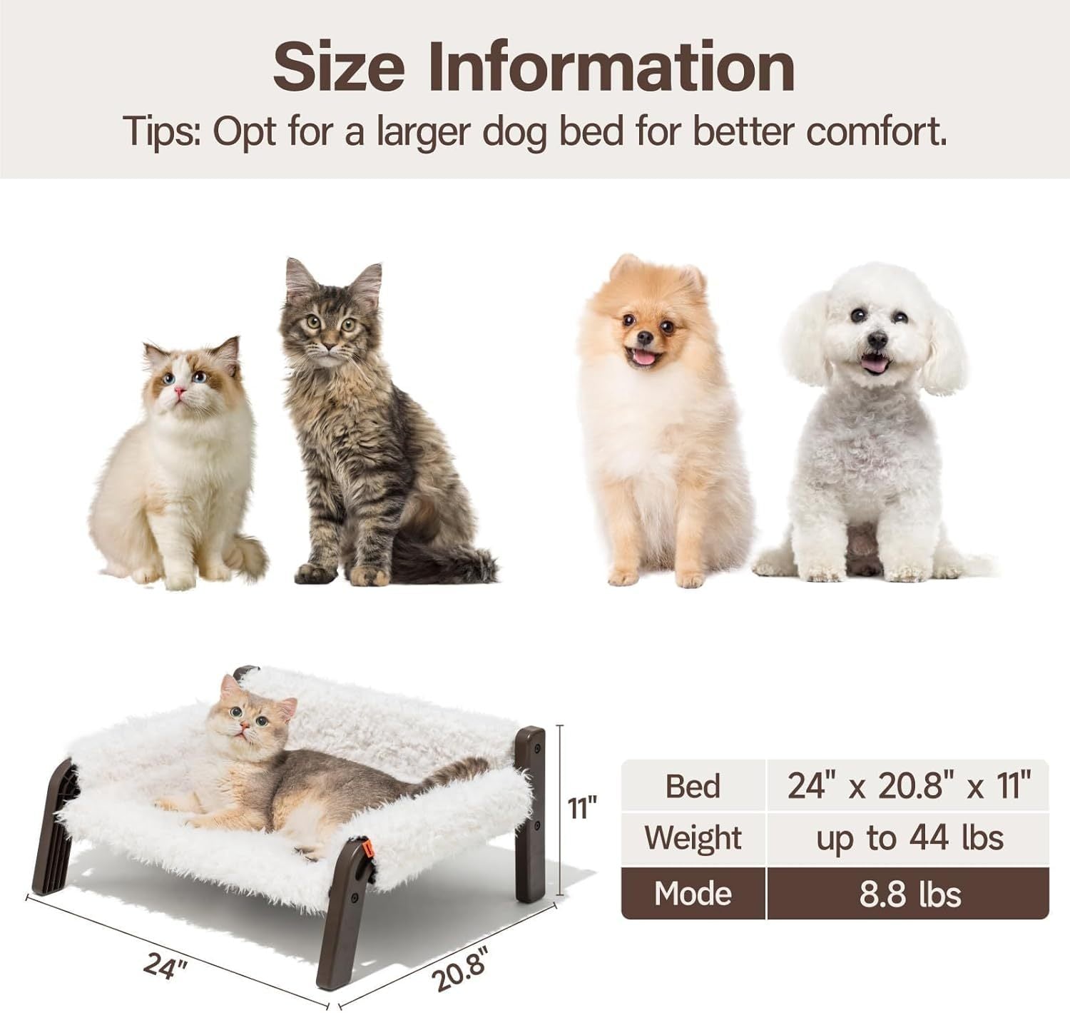 Tranquil Elevated Feline Lounge - Lavish Plush Sofa Bed with Secure Base - Woofcuties