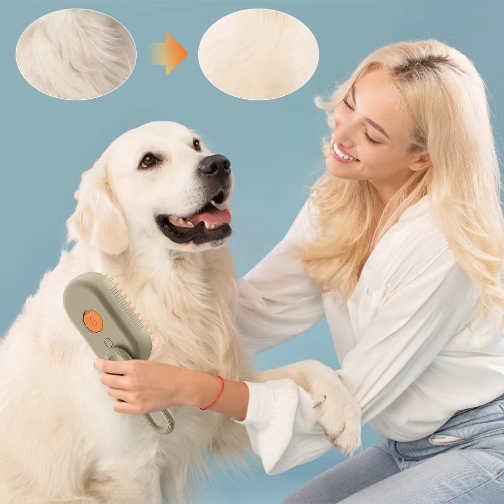 Steam Pet Brush - Premium 3-in-1 Massage and Grooming Tool - Woofcuties
