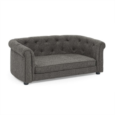 Majestic Pet Lounge - Opulent Rectangular Linen Sofa with Curved Backrest - Woofcuties