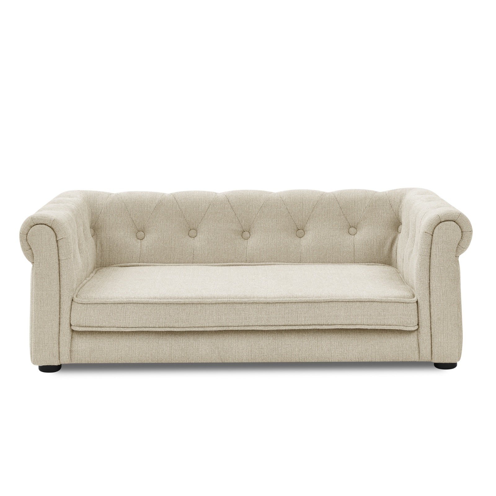 Majestic Pet Lounge - Opulent Rectangular Linen Sofa with Curved Backrest - Woofcuties
