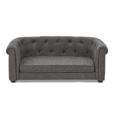 Majestic Pet Lounge - Opulent Rectangular Linen Sofa with Curved Backrest - Woofcuties