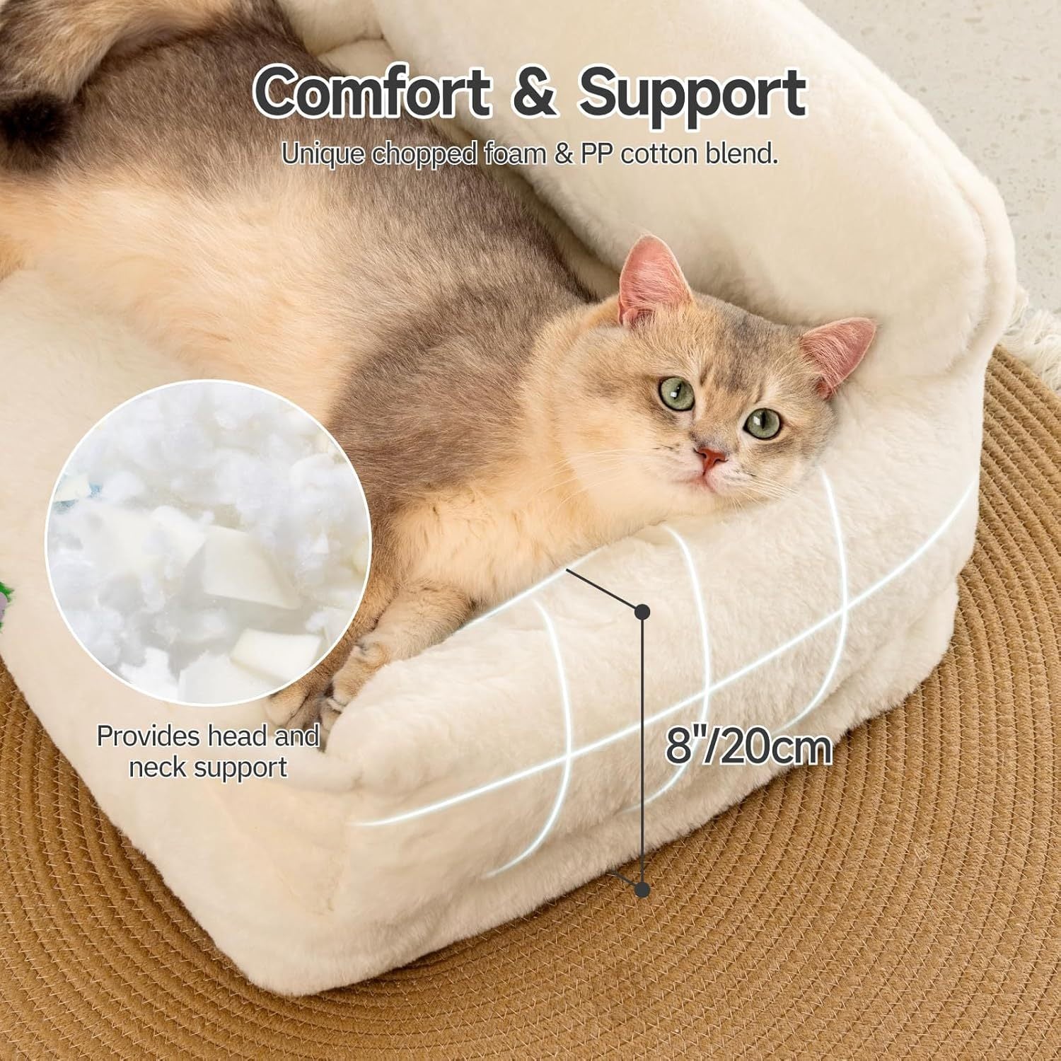 Serene Feline Lounge - Luxuriant Washable Sofa Bed with Stable Base - Woofcuties