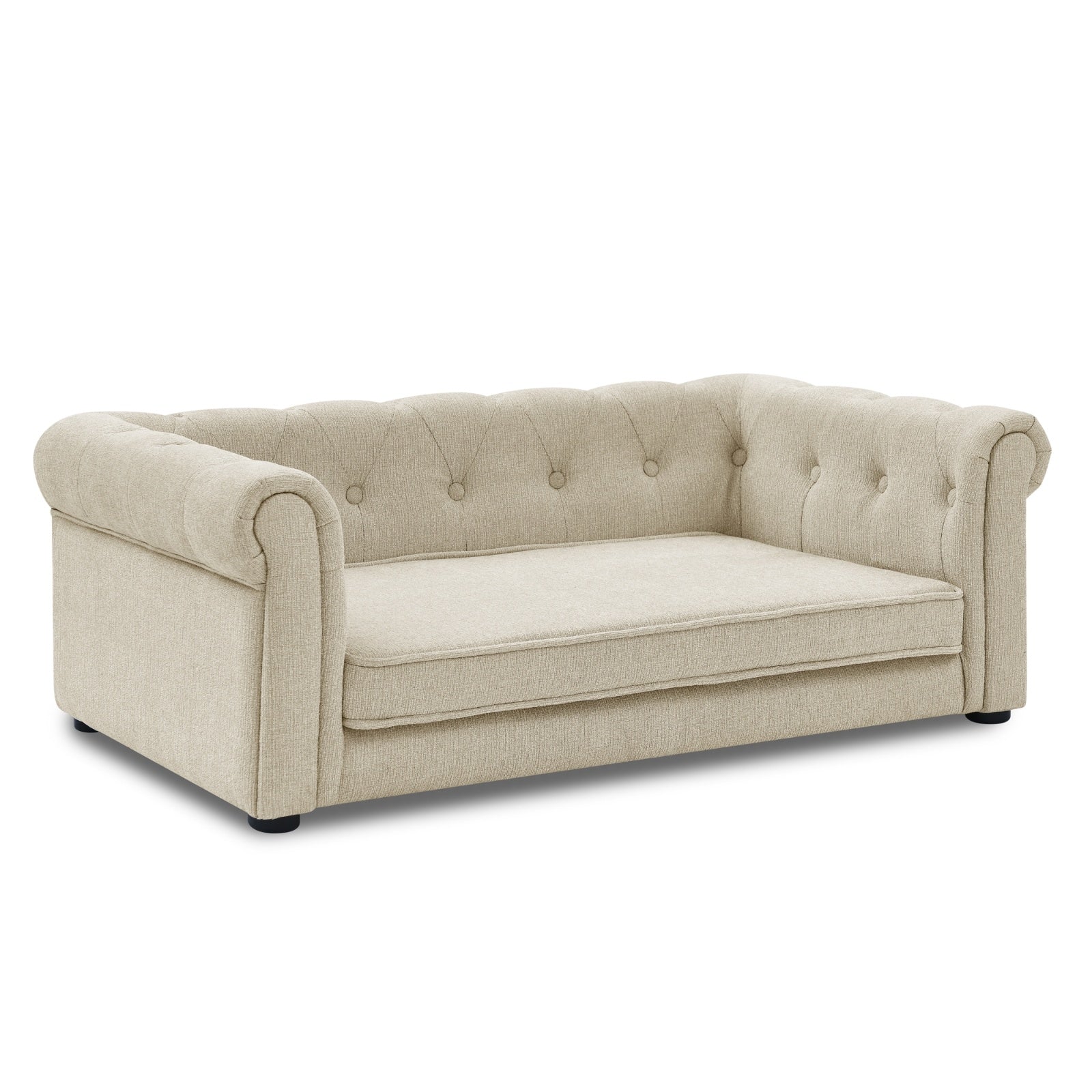Majestic Pet Lounge - Opulent Rectangular Linen Sofa with Curved Backrest - Woofcuties