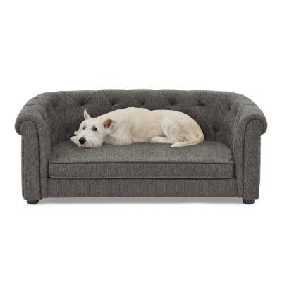 Majestic Pet Lounge - Opulent Rectangular Linen Sofa with Curved Backrest - Woofcuties