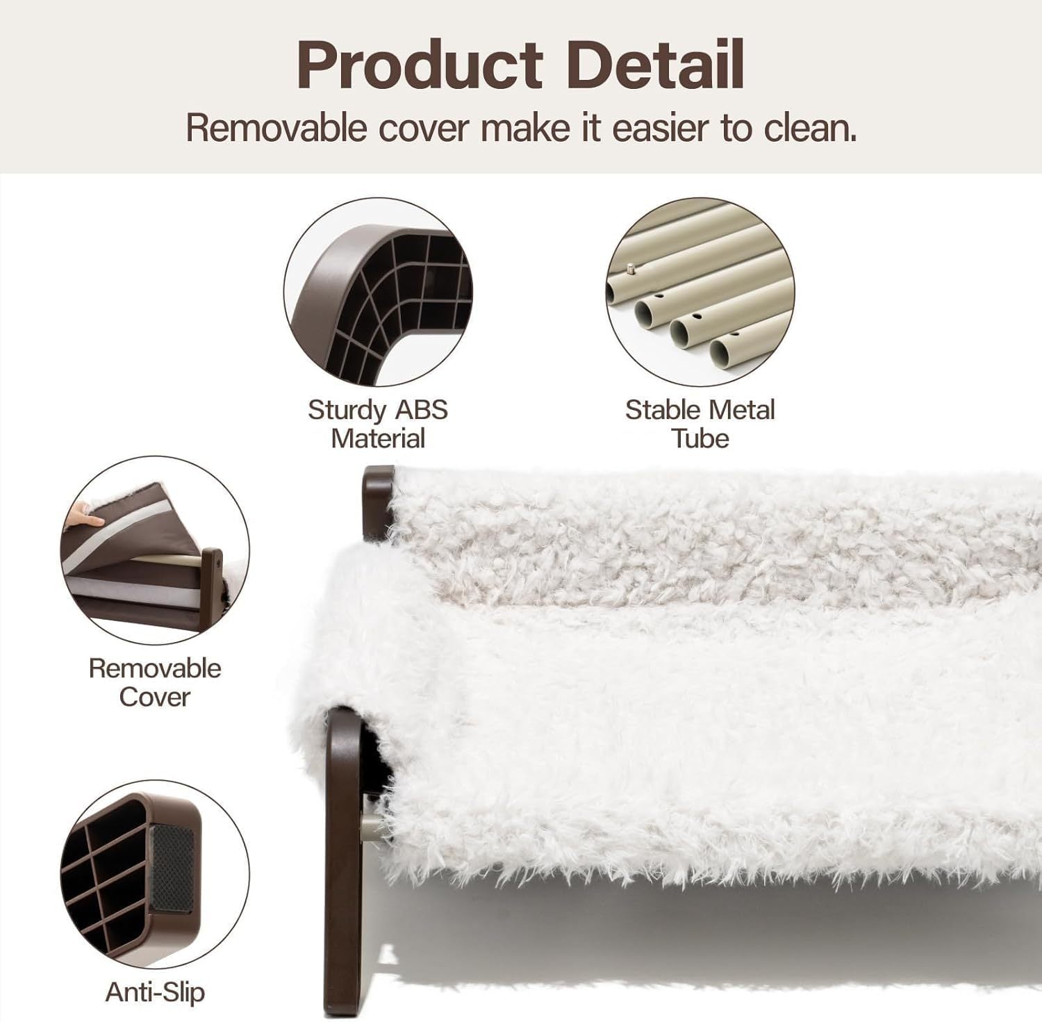 Tranquil Elevated Feline Lounge - Lavish Plush Sofa Bed with Secure Base - Woofcuties