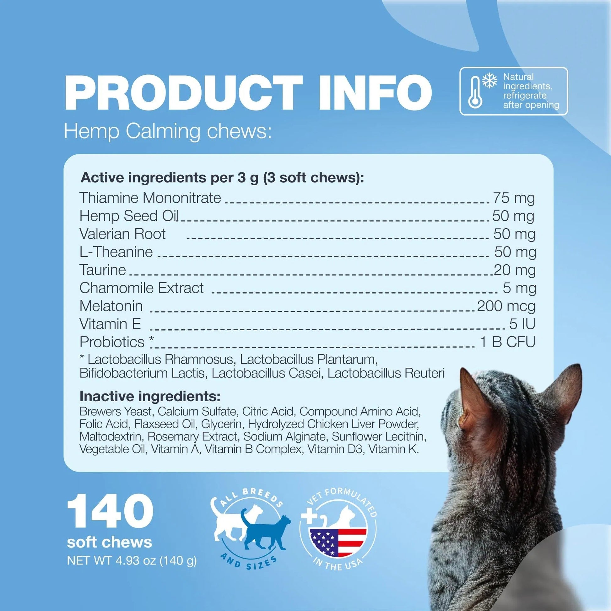 Premium Hemp Calming Care Treats - Premium Melatonin Soft Chews for Cats - Woofcuties