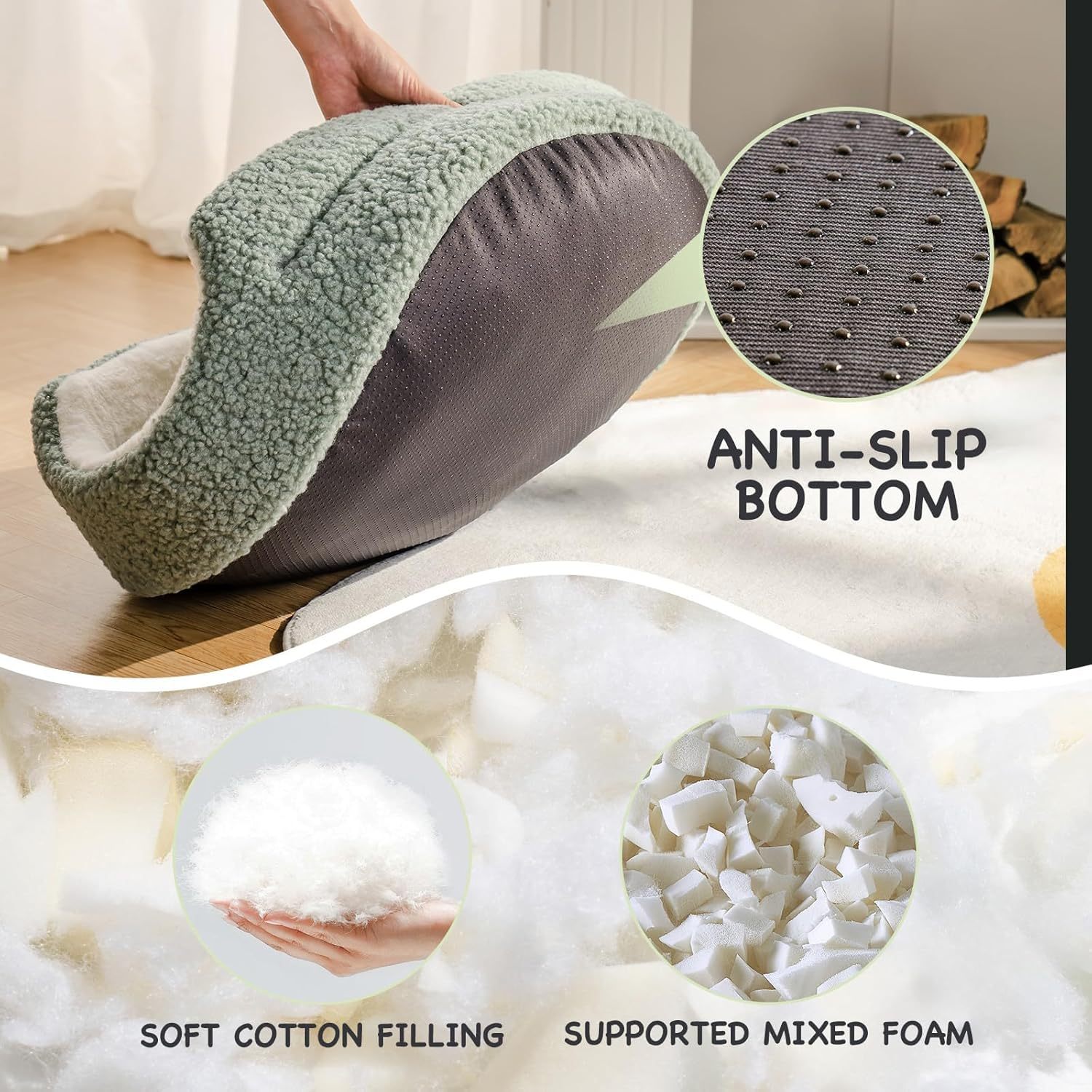 Washable Orthopedic Pet Bed - 23x23x7 Inch Round Plush Bed for Cats and Small Dogs - Woofcuties