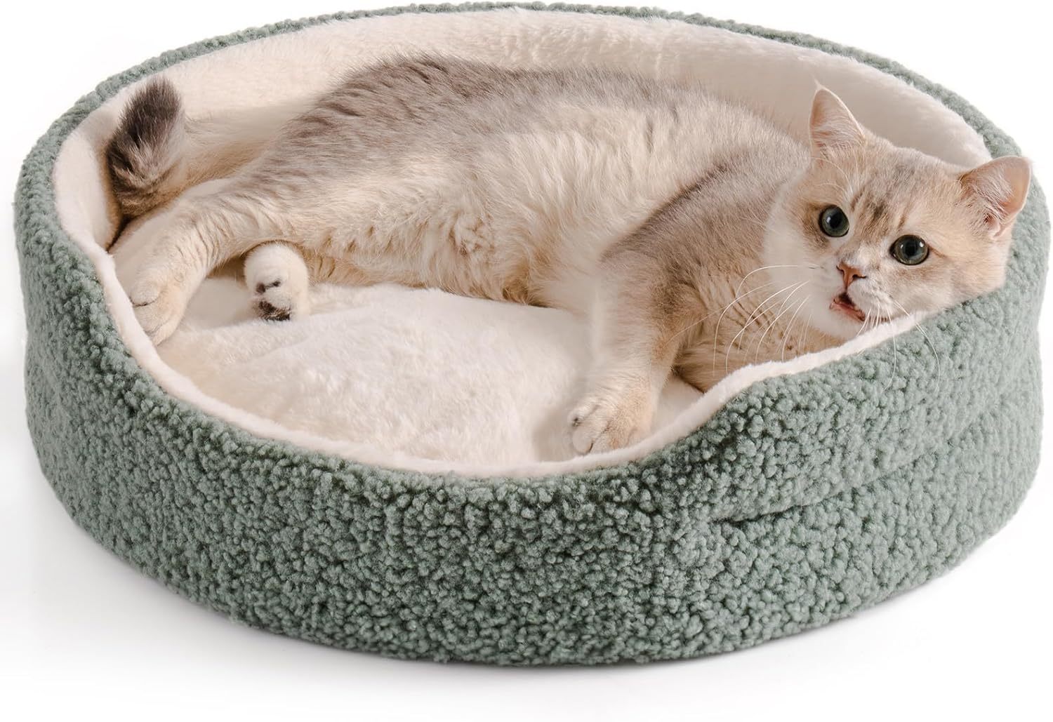 Washable Orthopedic Pet Bed - 23x23x7 Inch Round Plush Bed for Cats and Small Dogs - Woofcuties