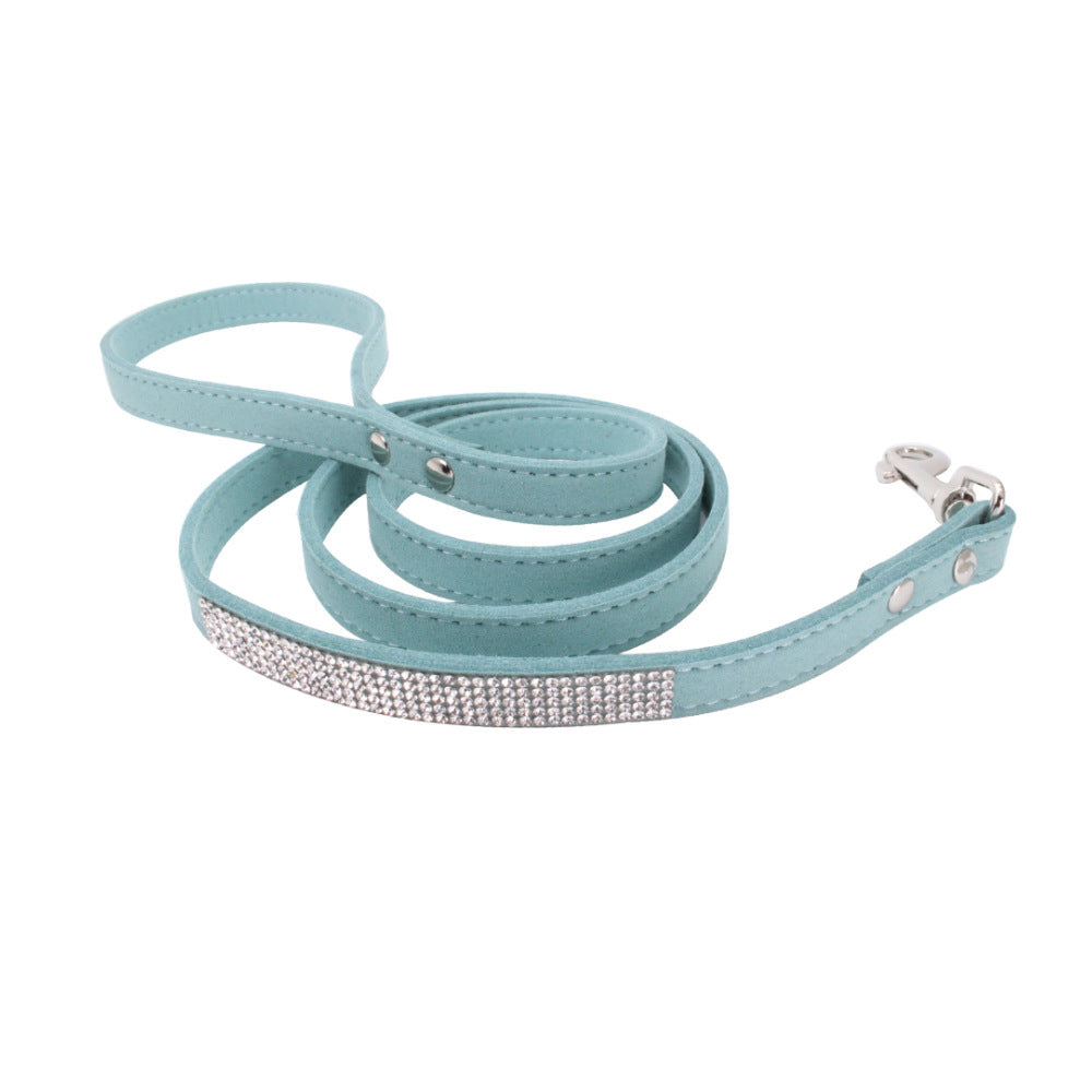 Luxe Adjustable Suede Leather Dog Collar Leash Set - Woofcuties