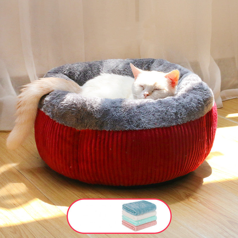 Plush Four-Seasons Enclosed Cat Nest - Exquisite Universal Pet Bed - Woofcuties