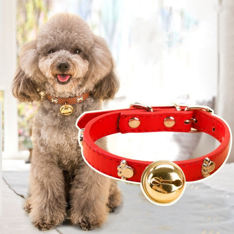 New Pet Claw Print Bone Alloy Bell Collar - Woofcuties
