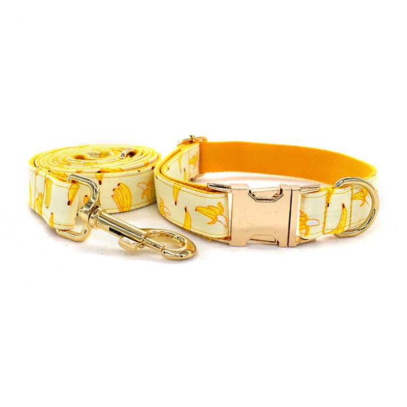 Sunny Yellow Banana Pet Collar and Leash Set - Woofcuties