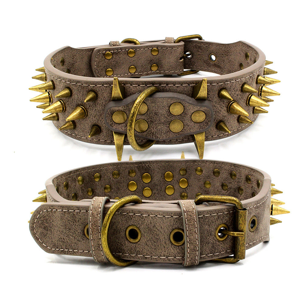 Robust Bronze Rivet Pet Collar for Large Dogs - Woofcuties