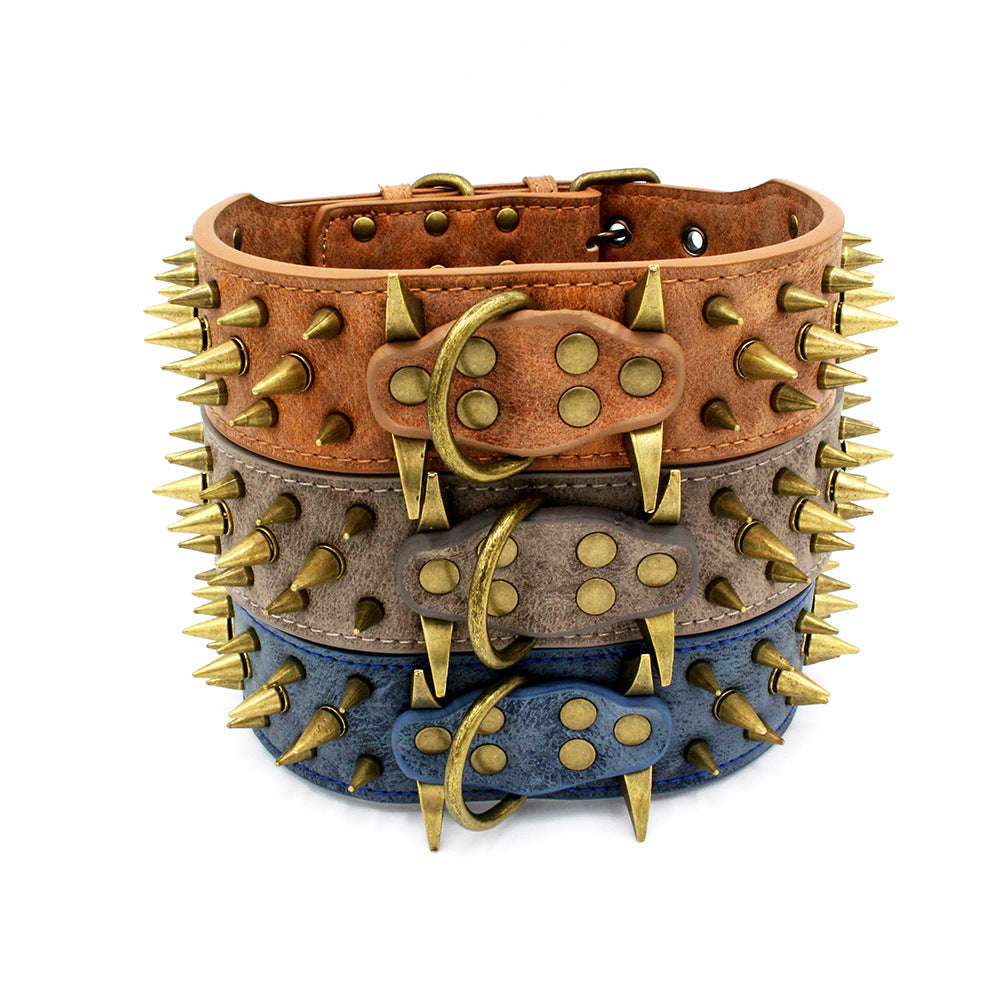 Robust Bronze Rivet Pet Collar for Large Dogs - Woofcuties