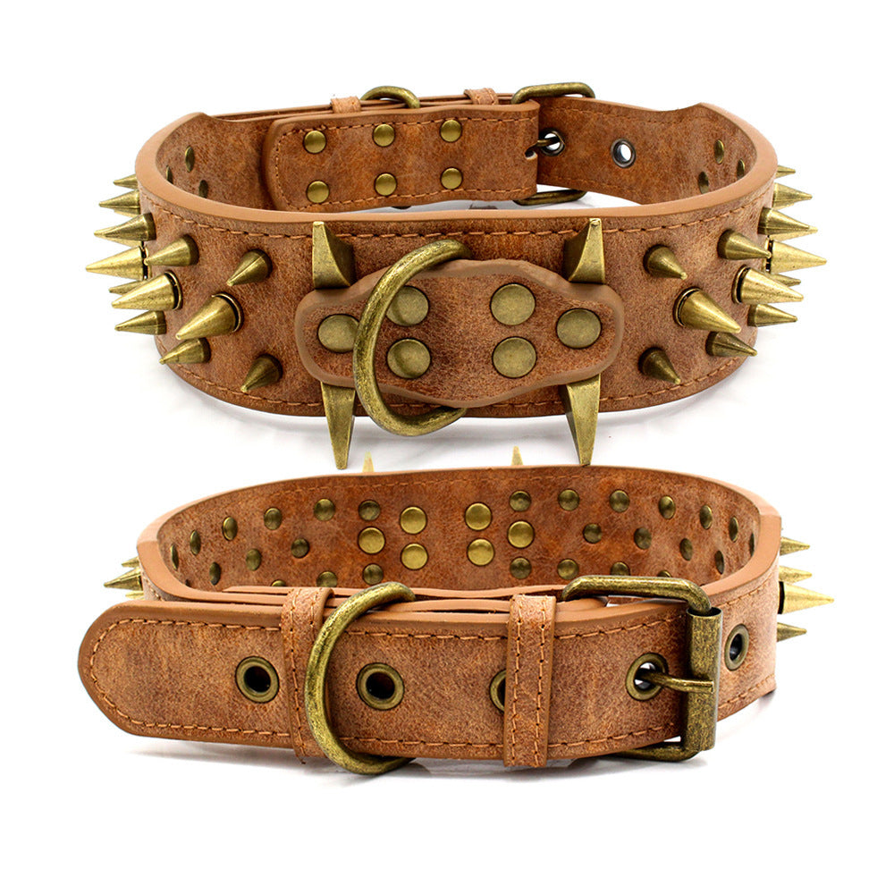 Robust Bronze Rivet Pet Collar for Large Dogs - Woofcuties