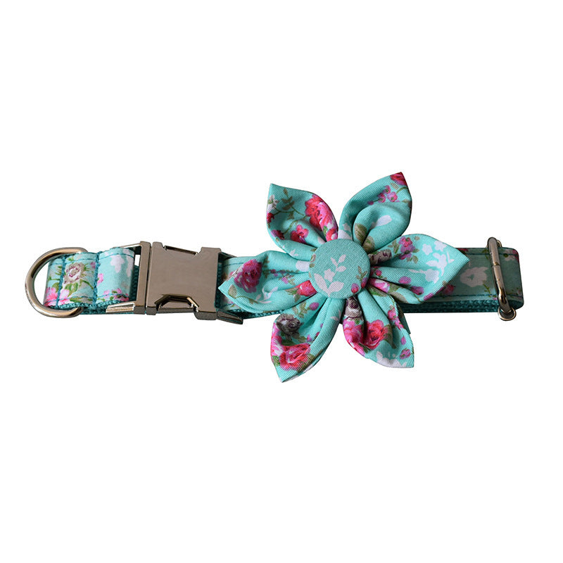 Verdant Green Rose Pet Collar and Leash Set - Woofcuties