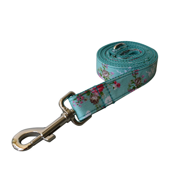 Verdant Green Rose Pet Collar and Leash Set - Woofcuties