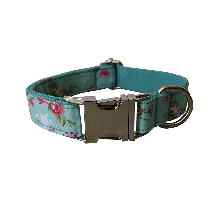 Verdant Green Rose Pet Collar and Leash Set - Woofcuties