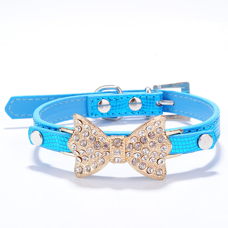 Glamorous Bowknot Rhinestone Dog Pen Collar - Woofcuties