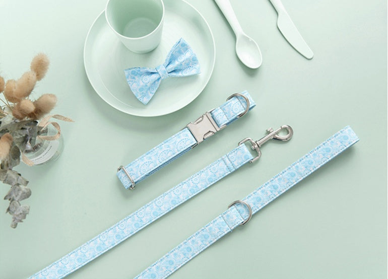 Premium Collar and Leash Set with Bow Accent - Woofcuties