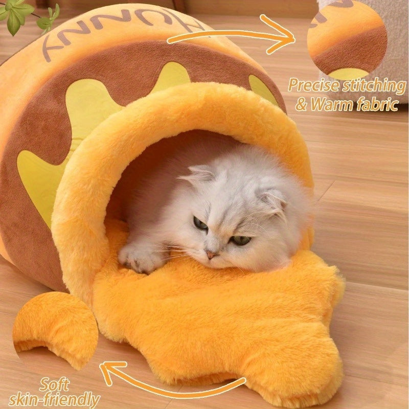 Luxury Honey Pot Cat Cave Bed - Machine Washable Cozy Pet Nest for Indoor Cats - Woofcuties