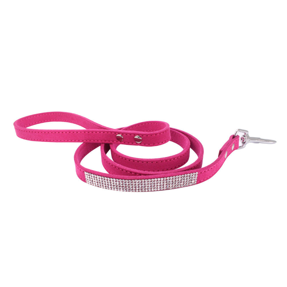 Luxe Adjustable Suede Leather Dog Collar Leash Set - Woofcuties