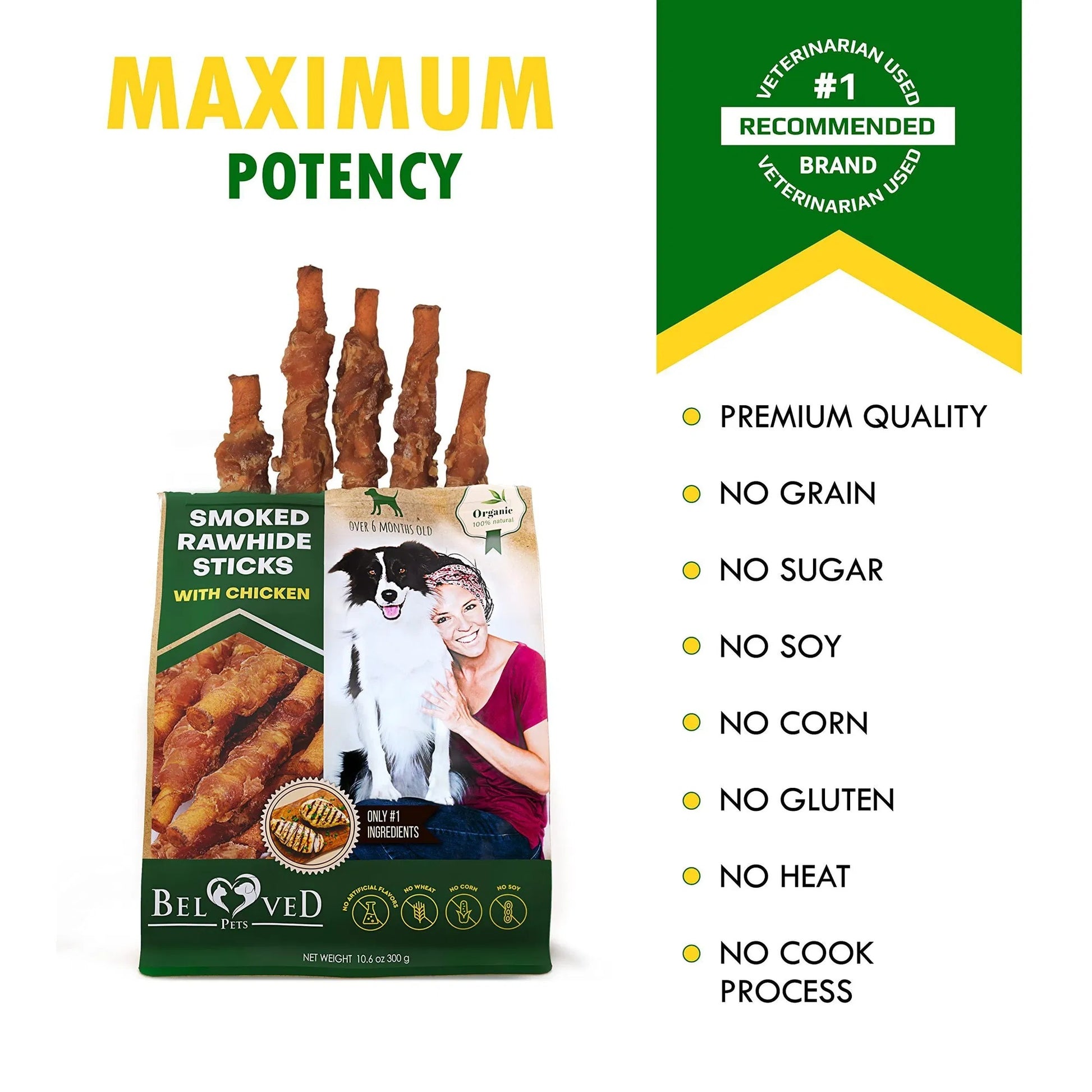 Smoked Rawhide Chicken Sticks - Top-Grade Chew Treats - Woofcuties
