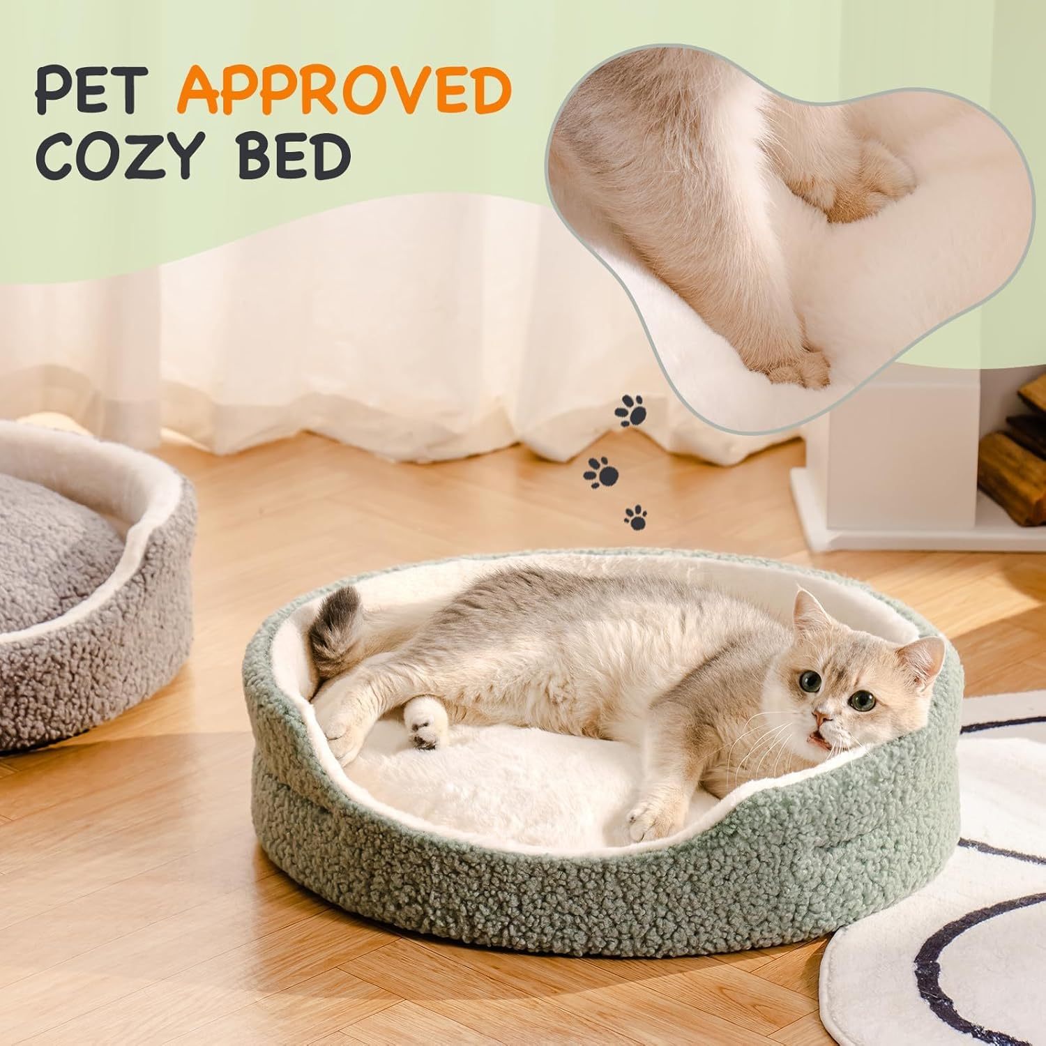 Washable Orthopedic Pet Bed - 23x23x7 Inch Round Plush Bed for Cats and Small Dogs - Woofcuties