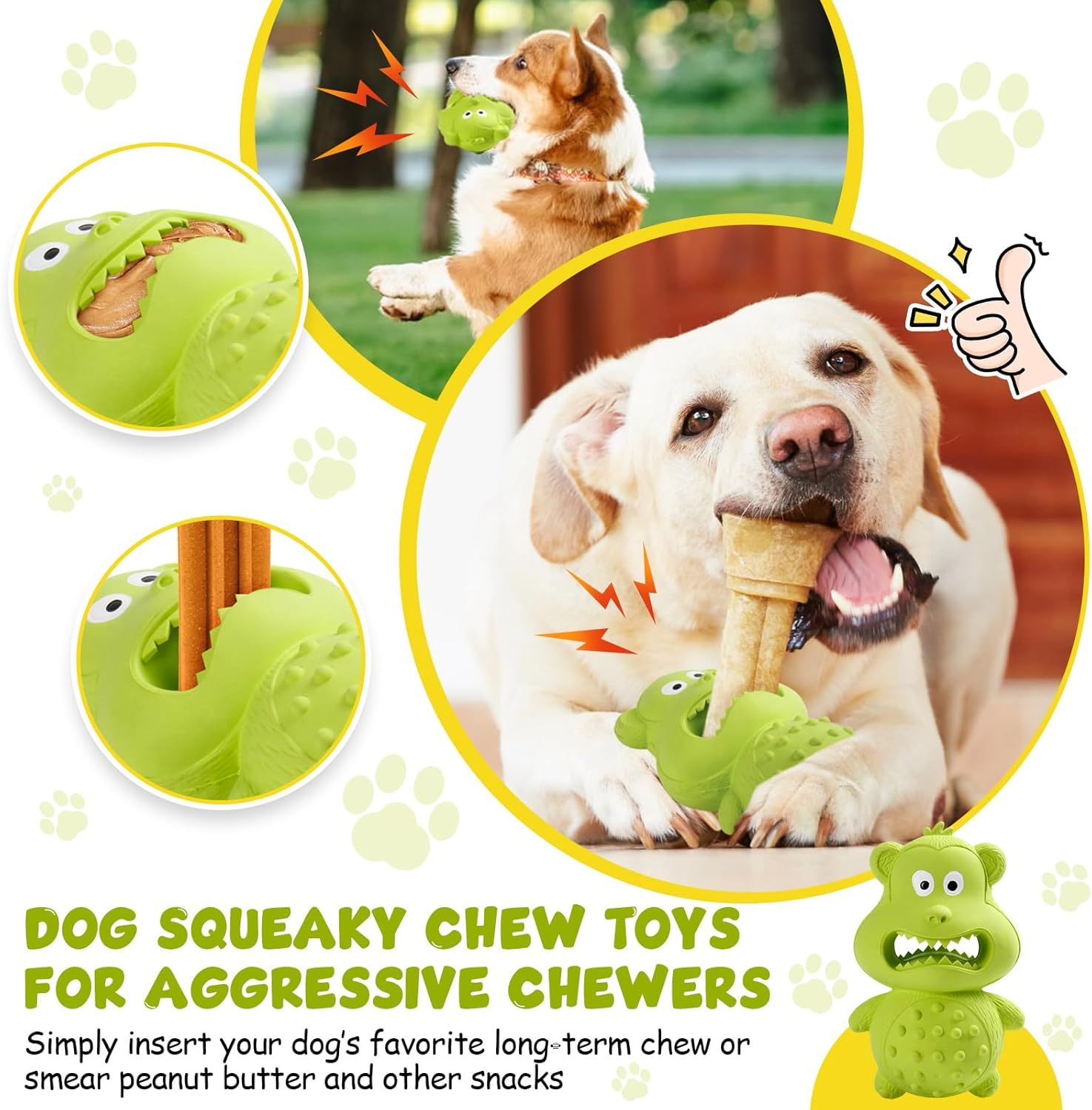 Tough Rubber Squeaky Chew Toy - Premium Interactive Toy for Aggressive Chewers - Woofcuties