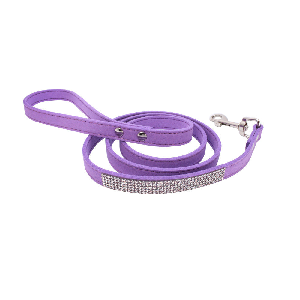 Luxe Adjustable Suede Leather Dog Collar Leash Set - Woofcuties