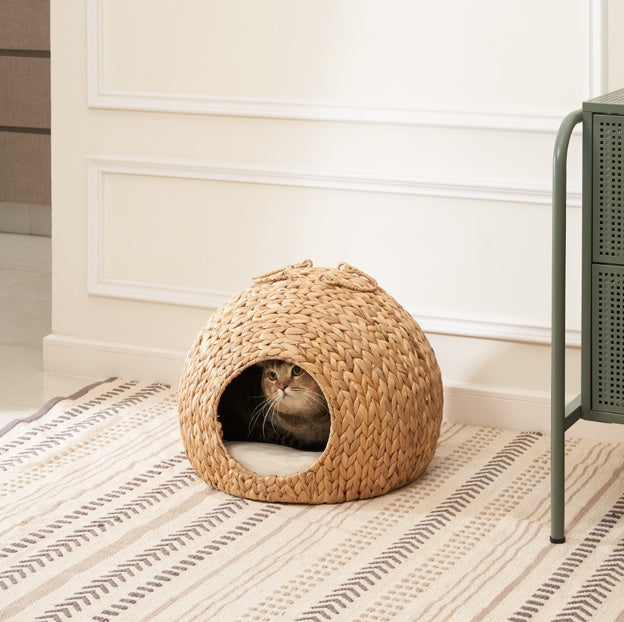 WoofCuties Weaving Rattan Circular Cat Bed - Woofcuties