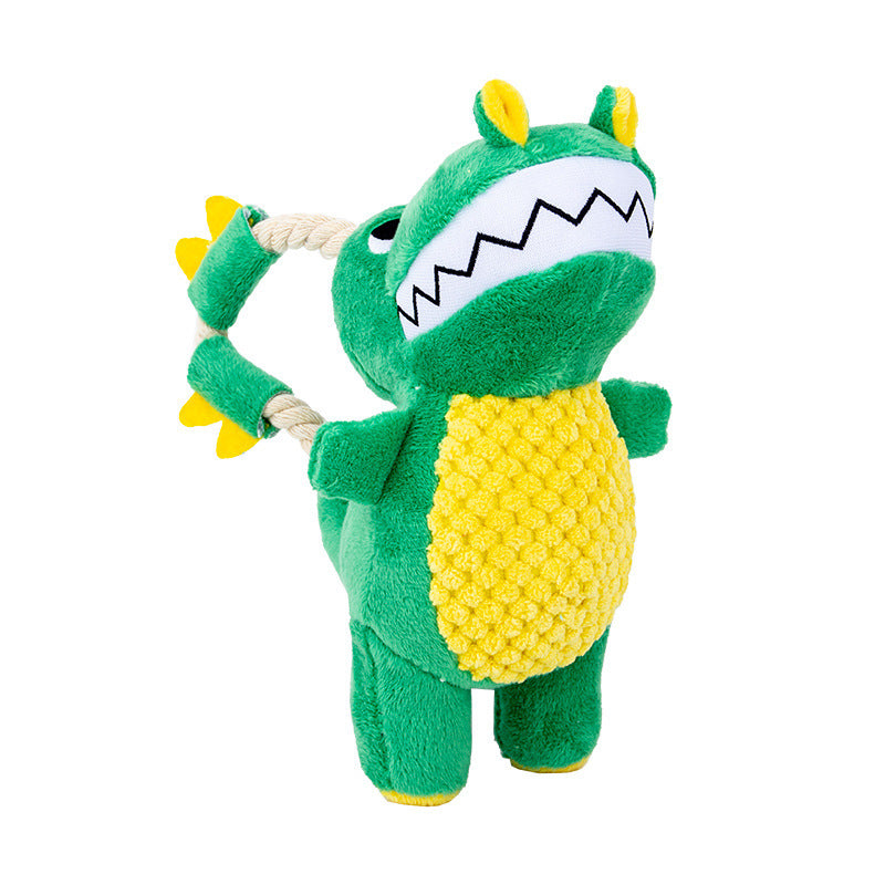 Dinosaur Plush Sounding Chew Toy - Soft Interactive Pet Toy with Squeaker - Woofcuties
