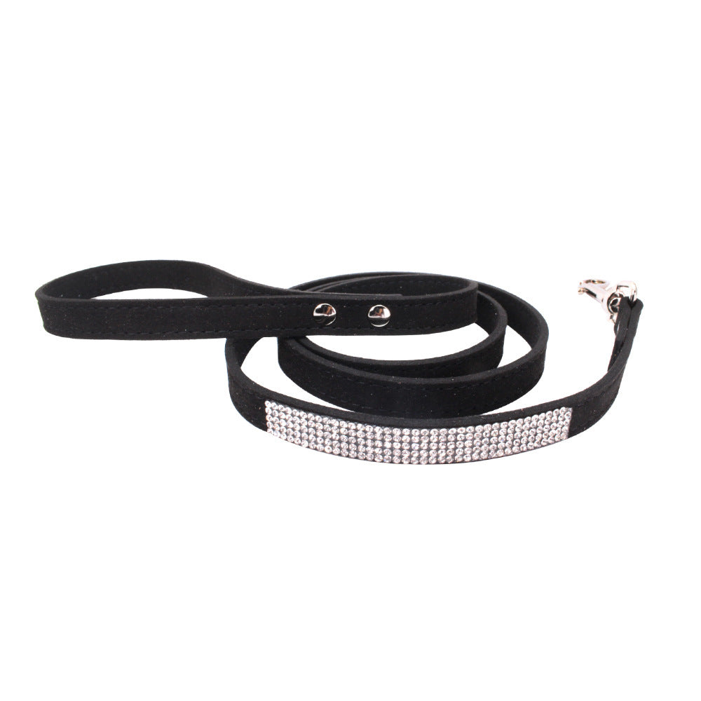 Luxe Adjustable Suede Leather Dog Collar Leash Set - Woofcuties