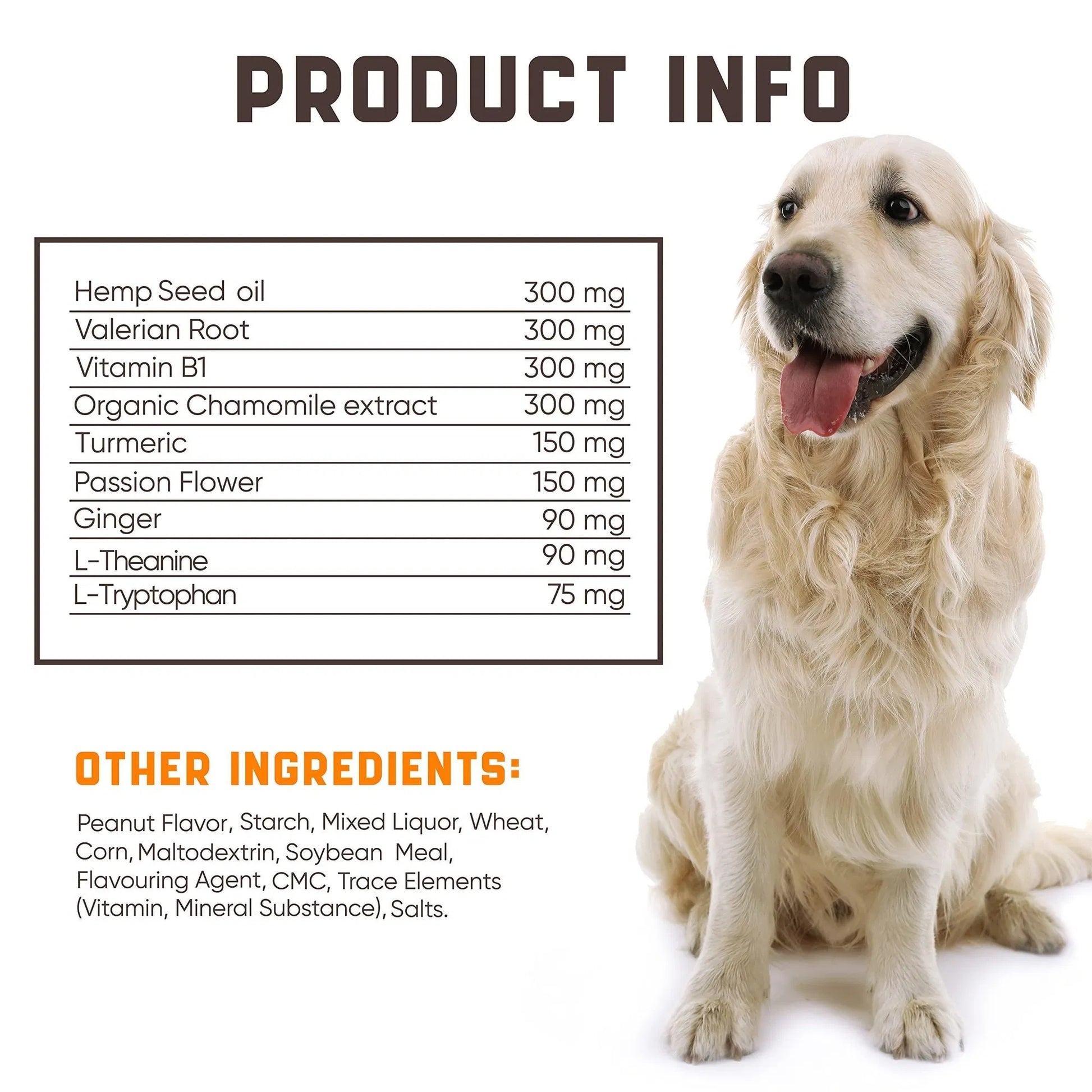 Premium Natural Hemp Calming Chews - Peanut Butter Flavor Stress Relief - Woofcuties