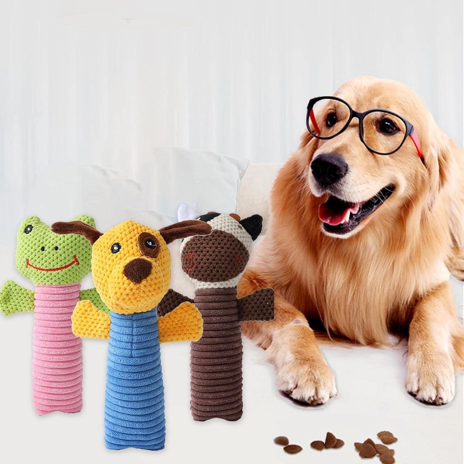 Dog Squeaky Stuffed Animals - Soft Plush Chew Toy with Cleaning Massage - Woofcuties