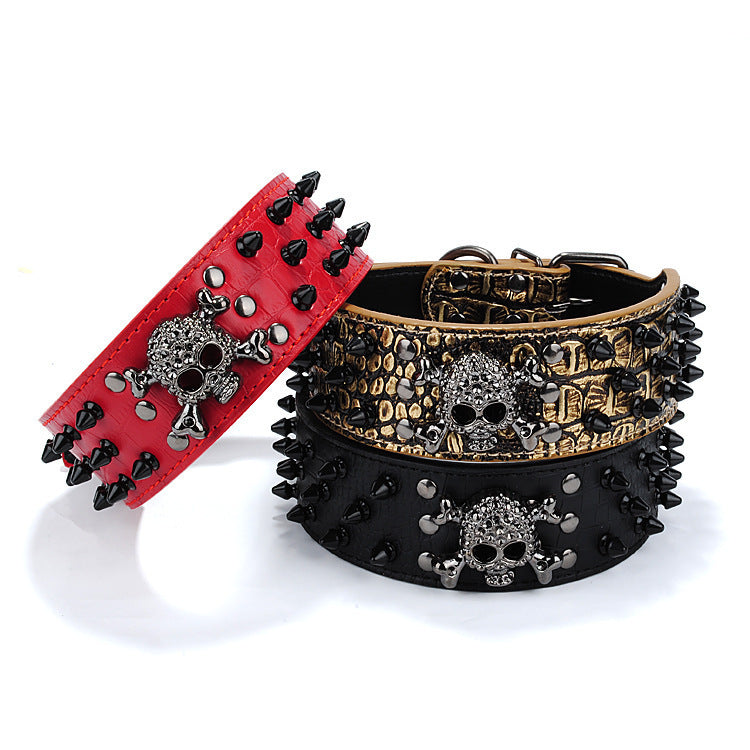 Edgy Skull Round-Head Nail Pet Collar - Woofcuties