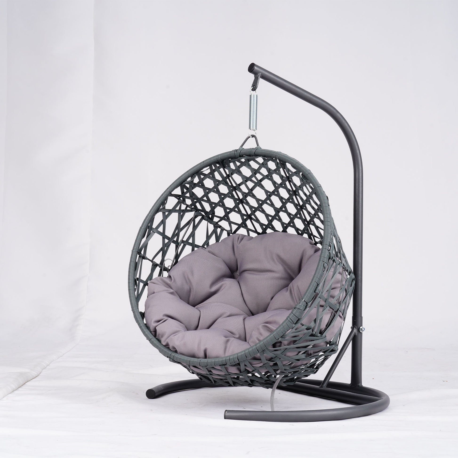 Cat Swing Bed - Plush Rattan-Look Egg Chair with Sumptuous Cushion - Woofcuties