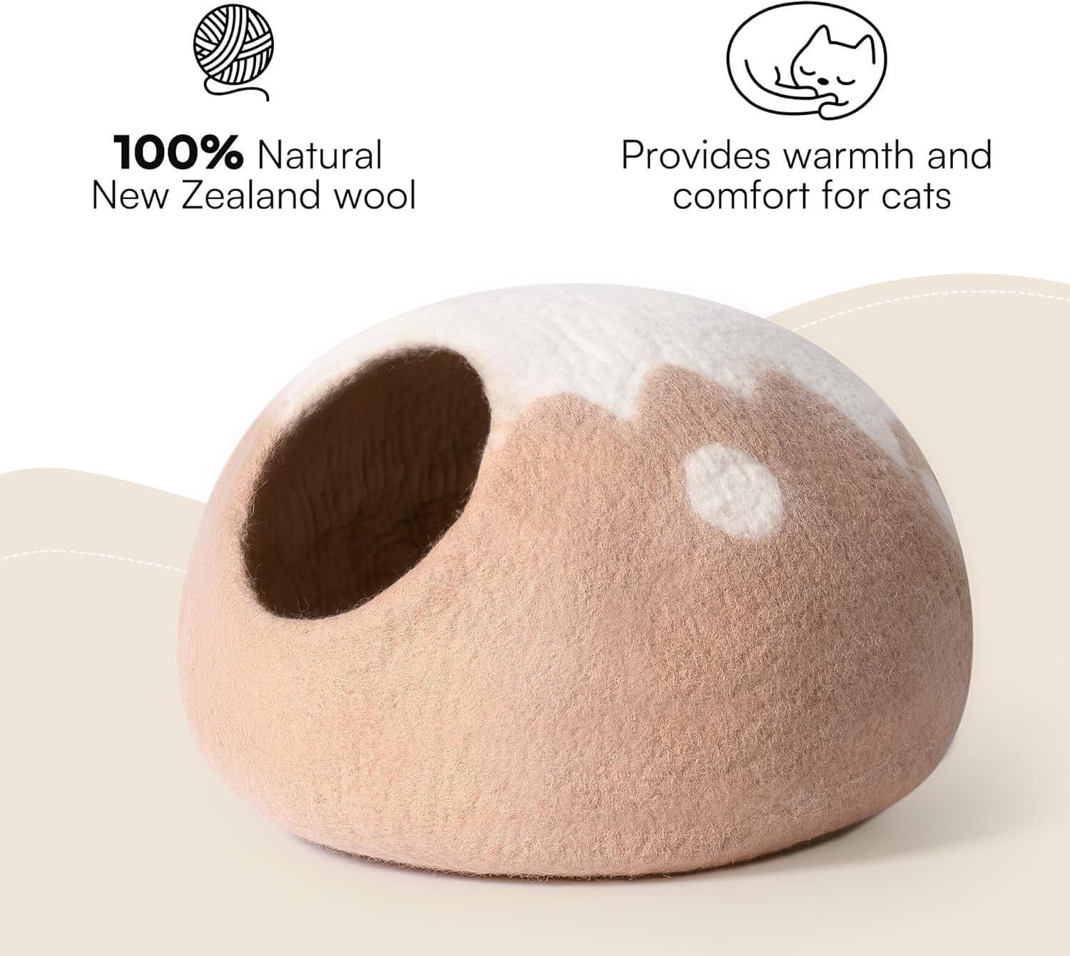Plush Handcrafted Wool Cat Cave - Lavish Natural Felt Hideaway for Indoor Cats - Woofcuties