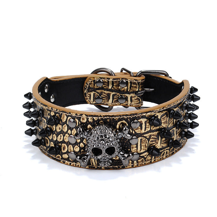 Edgy Skull Round-Head Nail Pet Collar - Woofcuties