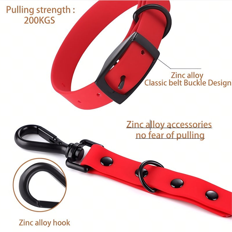 Pristine Silicone Pet Ensemble - Luxuriant Waterproof Collar and Leash Set - Woofcuties