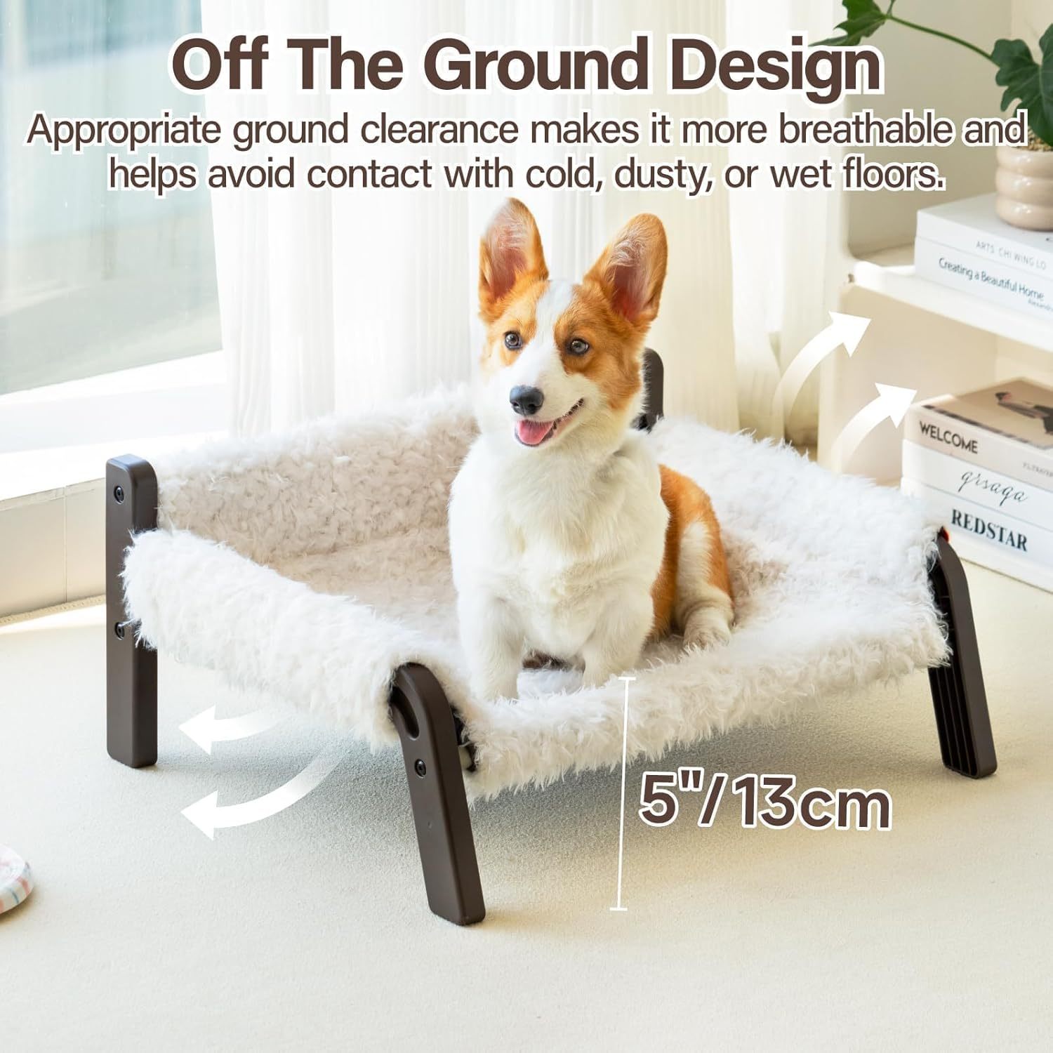 Tranquil Elevated Feline Lounge - Lavish Plush Sofa Bed with Secure Base - Woofcuties