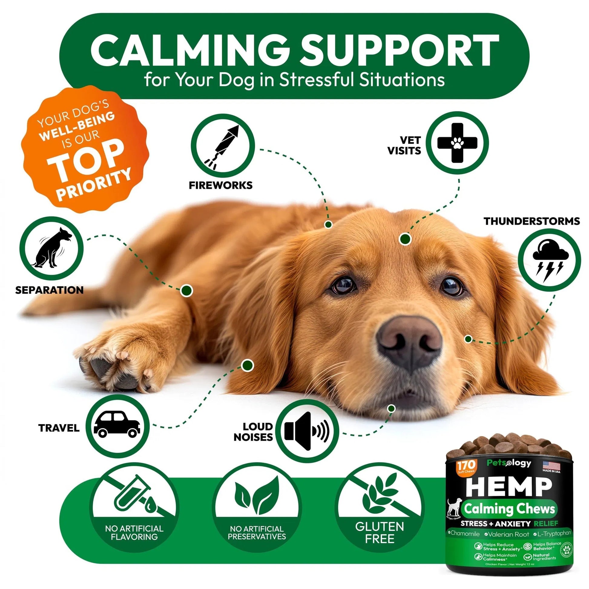 Supreme Hemp Harmony Chews - A Premium Melatonin Stress Relief for Dogs - Woofcuties