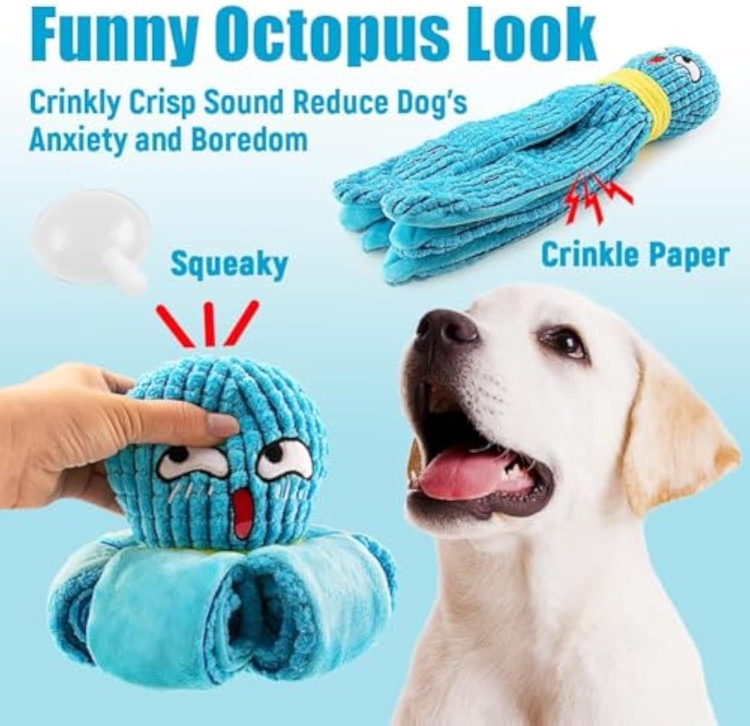 Squeaky Octopus Sniffing Toy - Plush Interactive Puzzle for Stress Relief - Woofcuties